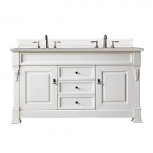 James Martin Furniture 147-V60D-BW-3ESR - Brookfield 60'' Bright White Double Vanity w/ 3 CM Eternal Serena Quartz Top
