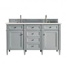 James Martin Furniture 650-V60D-UGR-3ESR - Brittany 60'' Urban Gray Double Vanity w/ 3 CM Eternal Serena Quartz Top