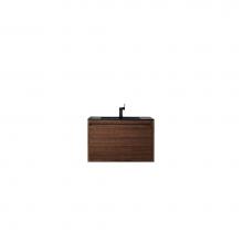 James Martin Furniture 801V35.4WLTCHB - Milan 35.4'' Single Vanity Cabinet, Mid Century Walnut w/Charcoal Black Composite Top