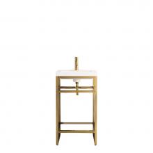 James Martin Furniture C105-V20-RGD-WG - Boston 20'' Stainless Steel Sink Console, Radiant Gold w/ White Glossy Resin Countertop