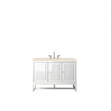 James Martin Furniture E645-V48-GW-3EMR - Athens 48'' Single Vanity Cabinet, Glossy White, w/ 3 CM Eternal Marfil Top