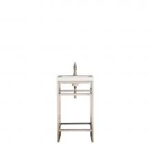 James Martin Furniture C105-V20-BNK-WG - Boston 20'' Stainless Steel Sink Console, Brushed Nickel w/ White Glossy Resin Counterto