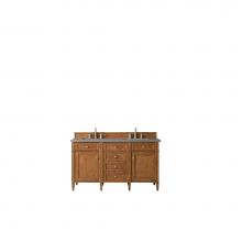 James Martin Furniture 650-V60D-SBR-3GEX - Brittany 60'' Saddle Brown Double Vanity w/ 3 CM Grey Expo Quartz Top