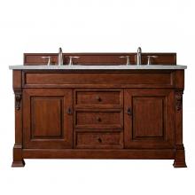 James Martin Furniture 147-114-5681-3ESR - Brookfield 60'' Warm Cherry Double Vanity w/ 3 CM Eternal Serena Quartz Top