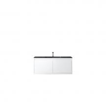 James Martin Furniture 801V47.3GWCHB - Milan 47.3'' Single Vanity Cabinet, Glossy White w/Charcoal Black Composite Top