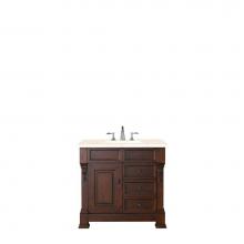 James Martin Furniture 147-114-5586-3EMR - Brookfield 36'' Warm Cherry Single Vanity  w/ 3 CM Eternal Marfil Quartz Top