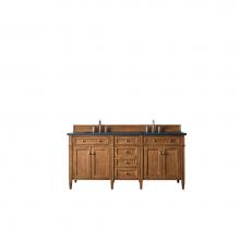 James Martin Furniture 650-V72-SBR-3CSP - Brittany 72'' Saddle Brown Double Vanity w/ 3 CM Charcoal Soapstone Quartz Top