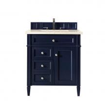 James Martin Furniture 650-V30-VBL-3EMR - Brittany 30'' Single Vanity, Victory Blue w/ 3 CM Eternal Marfil Quartz Top