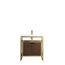 James Martin Furniture C105-V31.5-RGD-SC-WLT-WG - Boston 31.5'' Stainless Steel Sink Console, Radiant Gold w/ Mid Century Walnut Storage C
