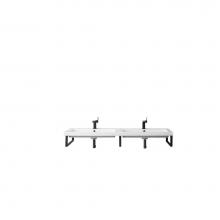 James Martin Furniture 055BK18MBK63WG - Three Boston 18'' Wall Brackets, Brushed Nickel w/63'' White Glossy Resin Coun