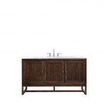 James Martin Furniture E645-V60S-MCA-3AF - Athens 60'' Single Vanity Cabinet , Mid Century Acacia, w/ 3 CM Arctic Fall Solid Surfac