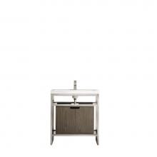 James Martin Furniture C105-V31.5-BNK-SC-AGR-WG - Boston 31.5'' Stainless Steel Sink Console, Brushed Nickel w/ Ash Gray Storage Cabinet,