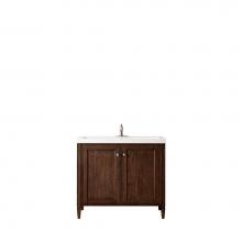  E652-V39.5-MCA-WG - Britannia 39.5'' Single Vanity Cabinet, Mid Century Acacia w/ White Glossy Resin Counter