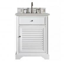 James Martin Furniture 238-104-V26-BW-3ESR - Savannah 26'' Single Vanity Cabinet, Bright White, w/ 3 CM Eternal Serena Quartz Top