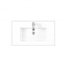 James Martin Furniture SWB-S31.5-GW - 31.5'' Single Sink Top, Glossy White