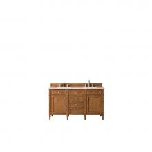 James Martin Furniture 650-V60D-SBR-3EMR - Brittany 60'' Saddle Brown Double Vanity w/ 3 CM Eternal Marfil Quartz Top