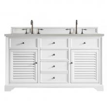 James Martin Furniture 238-104-V60D-BW-3ESR - Savannah 60'' Double Vanity Cabinet, Bright White, w/ 3 CM Eternal Serena Quartz Top