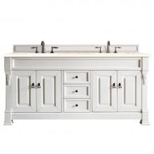 James Martin Furniture 147-V72-BW-3EMR - Brookfield 72'' Bright White Double Vanity w/ 3 CM Eternal Marfil Quartz Top