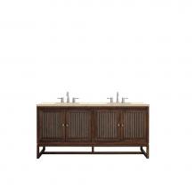 James Martin Furniture E645-V72-MCA-3EMR - Athens 72'' Double Vanity Cabinet, Mid Century Acacia, w/ 3 CM Eternal Marfil Top