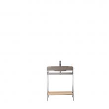 James Martin Furniture C325V27.6BNKNPWSTG - Como 27.6'' Sink Console, Brushed Nickel, Natural Parawood w/Stone Grey Composite Top