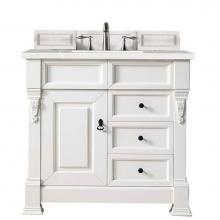 James Martin Furniture 147-V36-BW-3ESR - Brookfield 36'' Bright White Single Vanity  w/ 3 CM Eternal Serena Quartz Top